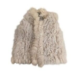 Luxury VIntage Real Fur Vest Cream White Cozy Warm Fashion Outerwear Women